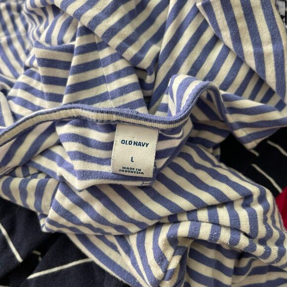 Old Navy Large Swing Dress Knit Blue White Short Sleeve Shift Stretch - Picture 2 of 8